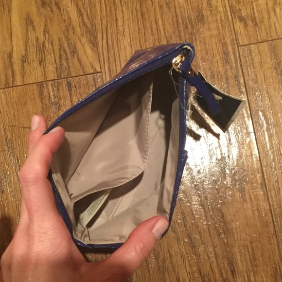 NWT Kate Spade Blue Patent Leather Cosmetic Bag - Picture 4 of 9